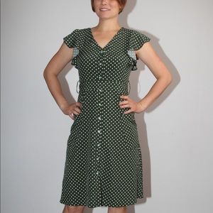 Green and White Polka Dot Vintage Dress